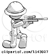 Poster, Art Print Of Halftone Explorer Ranger Man Kneeling Shooting Sniper Rifle