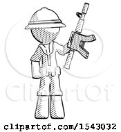 Poster, Art Print Of Halftone Explorer Ranger Man Holding Automatic Gun