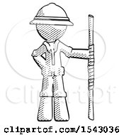 Poster, Art Print Of Halftone Explorer Ranger Man Holding Staff Or Bo Staff