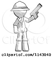 Poster, Art Print Of Halftone Explorer Ranger Man Holding Handgun