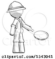 Poster, Art Print Of Halftone Explorer Ranger Man Frying Egg In Pan Or Wok Facing Right