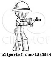 Poster, Art Print Of Halftone Explorer Ranger Man Shooting Automatic Assault Weapon
