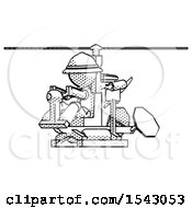 Poster, Art Print Of Halftone Explorer Ranger Man Flying In Gyrocopter Front Side Angle View