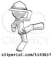 Poster, Art Print Of Halftone Explorer Ranger Man Kick Pose