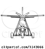 Halftone Design Mascot Woman In Ultralight Plane Front View