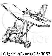 Poster, Art Print Of Halftone Design Mascot Man In Ultralight Aircraft Top Side View