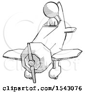 Poster, Art Print Of Halftone Design Mascot Woman In Geebee Stunt Plane Descending Front Angle View