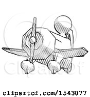 Halftone Design Mascot Man Flying In Geebee Stunt Plane Viewed From Below