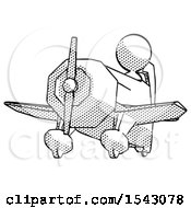 Halftone Design Mascot Woman Flying In Geebee Stunt Plane Viewed From Below
