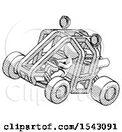 Poster, Art Print Of Halftone Design Mascot Man Riding Sports Buggy Side Top Angle View