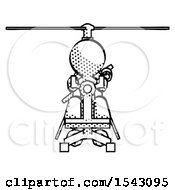 Halftone Design Mascot Man Flying In Gyrocopter Front View