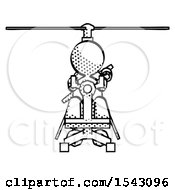 Halftone Design Mascot Woman Flying In Gyrocopter Front View
