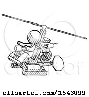 Poster, Art Print Of Halftone Design Mascot Man Flying In Gyrocopter Front Side Angle Top View