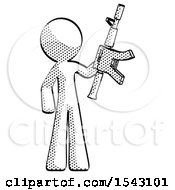 Poster, Art Print Of Halftone Design Mascot Man Holding Automatic Gun
