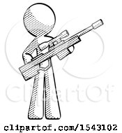 Poster, Art Print Of Halftone Design Mascot Man Holding Sniper Rifle Gun