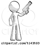 Poster, Art Print Of Halftone Design Mascot Man Holding Handgun