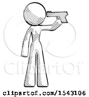Halftone Design Mascot Woman Suicide Gun Pose