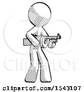 Poster, Art Print Of Halftone Design Mascot Man Tommy Gun Gangster Shooting Pose
