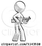 Poster, Art Print Of Halftone Design Mascot Woman Tommy Gun Gangster Shooting Pose