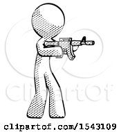 Poster, Art Print Of Halftone Design Mascot Man Shooting Automatic Assault Weapon