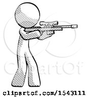 Poster, Art Print Of Halftone Design Mascot Man Shooting Sniper Rifle