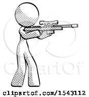 Poster, Art Print Of Halftone Design Mascot Woman Shooting Sniper Rifle