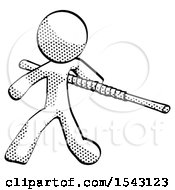 Poster, Art Print Of Halftone Design Mascot Man Bo Staff Action Hero Kung Fu Pose