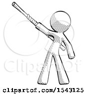 Poster, Art Print Of Halftone Design Mascot Man Bo Staff Pointing Up Pose