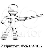 Poster, Art Print Of Halftone Design Mascot Man Bo Staff Pointing Right Kung Fu Pose