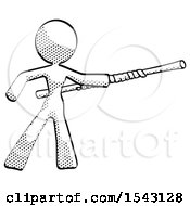 Halftone Design Mascot Woman Bo Staff Pointing Right Kung Fu Pose