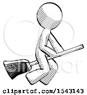 Poster, Art Print Of Halftone Design Mascot Man Flying On Broom