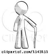 Poster, Art Print Of Halftone Design Mascot Man Standing With Hiking Stick