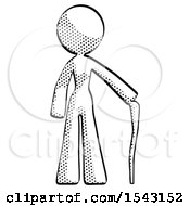Poster, Art Print Of Halftone Design Mascot Woman Standing With Hiking Stick