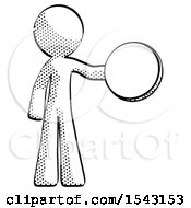 Poster, Art Print Of Halftone Design Mascot Man Holding A Large Compass