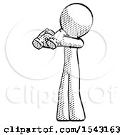 Poster, Art Print Of Halftone Design Mascot Man Holding Binoculars Ready To Look Left
