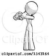 Poster, Art Print Of Halftone Design Mascot Woman Holding Binoculars Ready To Look Left