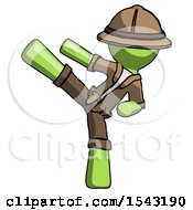 Green Explorer Ranger Man Ninja Kick Left