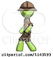 Poster, Art Print Of Green Explorer Ranger Man Walking Left Side View