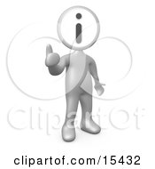 Silver Person With An I For Information Head Giving The Thumbs Up Clipart Illustration Image by 3poD