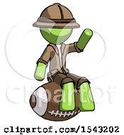 Poster, Art Print Of Green Explorer Ranger Man Sitting On Giant Football