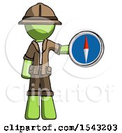 Poster, Art Print Of Green Explorer Ranger Man Holding A Large Compass