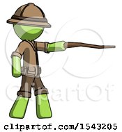 Poster, Art Print Of Green Explorer Ranger Man Pointing With Hiking Stick