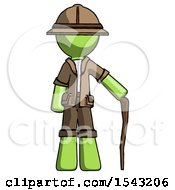 Poster, Art Print Of Green Explorer Ranger Man Standing With Hiking Stick