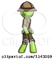 Poster, Art Print Of Green Explorer Ranger Man Walking Turned Right Front View