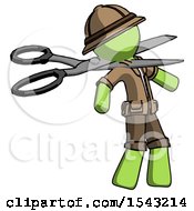 Poster, Art Print Of Green Explorer Ranger Man Scissor Beheading Office Worker Execution