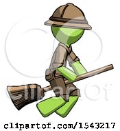 Green Explorer Ranger Man Flying On Broom