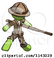 Green Explorer Ranger Man Bo Staff Action Hero Kung Fu Pose