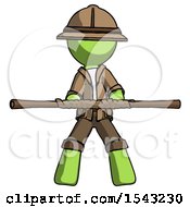 Green Explorer Ranger Man Bo Staff Kung Fu Defense Pose