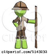 Poster, Art Print Of Green Explorer Ranger Man Holding Staff Or Bo Staff