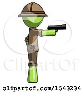 Poster, Art Print Of Green Explorer Ranger Man Firing A Handgun
